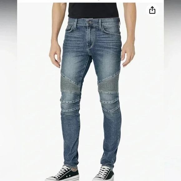 Hudson Ethan Biker Skinny Medium Wash Denim Jeans Size 42 - Picture 1 of 13